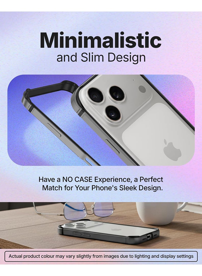 Theodor iPhone 17 Pro max Aluminum Frame Metal Bumper Frame Slim Hard Case Cover, Metal Frame Armor with Soft Inner Bumper, Raised Edge Protection for iPhone 17 pro max for 6.9", Natural Grey - Image 4